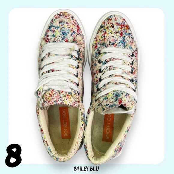 Rocket Dog Splatter Paint Art Sneaker Shoe Multi Color 8 - Picture 4 of 8